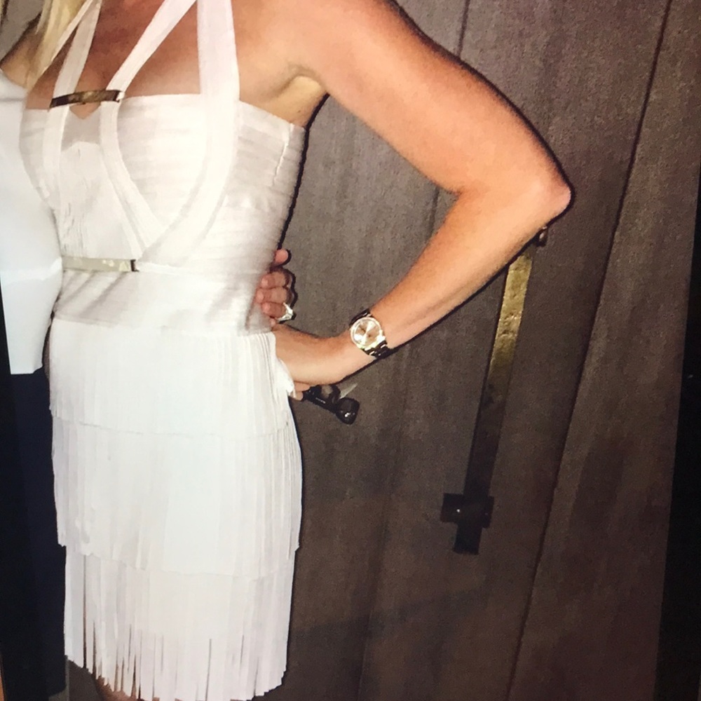 Absolutely stunning Herve Leger fringe dress.
